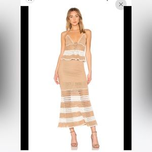 Nbd crochet dress beige & white.